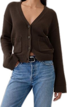 Classic V-neck Outerwear With Pockets, Casual Brown V-neck Sweater For Work, Long Sleeve Sweater With Buttoned Pockets For Fall, Gap Cotton Sweater For Fall, Gap Cotton Winter Cardigan, Cozy Button-up Sweater With Pockets, Gap Cotton Cardigan For Winter, Casual Gap Sweater With Ribbed Cuffs, Brown V-neck Sweater With Button Closure