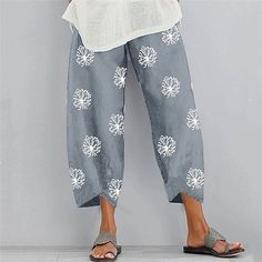 Season:Spring   Fall,Summer; Fabric:Faux Linen; Gender:Women's; Style:Basic,Casual / Sporty; Elasticity:Inelastic; Occasion:Daily,Weekend; Details:Random Pattern; Fit Type:Loose Fit; Function:Comfort; Waistline:Mid Waist; Pattern:Graphic Prints,Dandelion; Design:Pocket,Print,Baggy; Special Size:Normal; Pants Type:Pants Trousers,Slacks,Chinos,Baggy; Fly Type:Elasticity; Front page:FF; Listing Date:05/18/2021; Production mode:External procurement; Hips:; Length:; Waist:; Special selected products: Casual Summer Pants, Long Skirt Fashion, Casual Chinos, Cotton Linen Pants, Womens Wide Leg Pants, Pants Summer, Pants Cotton, High Waist Fashion, Baggy Pants