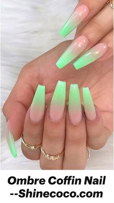 Green Acrylic Nails, Long Nail Designs, Ombre Acrylic Nails, Ombre Nail Designs, Adorable Babies, Nail Swag, Trendy Nail Art, Colorful Nail Designs