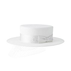 Kiki Boater Hat With Veil | Over The Moon Canotier Hat, Net Veil, Hat With Veil, Straw Boater Hat, White Veil, Straw Boater, Paris Store, White Veils, Ribbon White