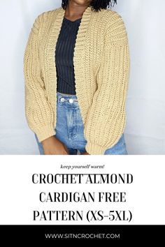 the crochet diamond cardigan free pattern is shown