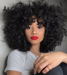 Curly With Bangs, Curl Hair, Crochet Weaves, Hair Crush, Human Hair Wig, Curly Hair Cuts, Brazilian Human Hair