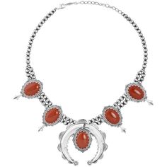 Beautiful Western Jewelry - Naturally colorful Southwestern Sterling Silver Red Jasper gemstone necklace features a Squash Blossom design with four oval-shaped red Jasper gemstone stations and a center naja design with another Red Jasper gemstone. Double row of oxidized, polished beads that turns into a single row. This Red Jasper squash blossom necklaces comes with a lobster claw closure. Details - This necklace measures 17 inches long plus a 3 inch extender. Naja pendant measures 2-1/2 inches Western Style Red Jewelry As Gift, Southwestern Red Jewelry With Natural Stones, Squash Blossom Necklace, Squash Blossom, Blossom Design, Southwestern Jewelry, Western Jewelry, Red Jasper, Jasper Gemstone