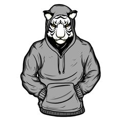 an animal wearing a hoodie with his hands in his pockets