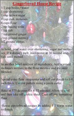 a recipe for gingerbread house recipe on a christmas tree