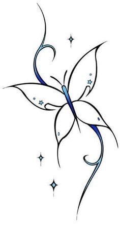 a butterfly tattoo design with stars on it