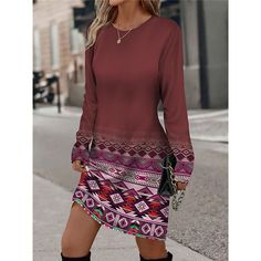 Season:Winter,Fall; Fabric:Polyester; Sleeve Length:Long Sleeve; Look After Me:Machine wash; Gender:Women's; Style:Vintage,Ethnic; Elasticity:Micro-elastic; Occasion:Vacation,Weekend; Fit Type:Loose Fit; Dresses Type:Casual Dress,Hoodie Dress,Print Dress,Winter Dress,Ethnic Dress; Pattern:Geometric,Tribal,Color Block; Design:Print; Neckline:Crew Neck; Front page:FF; Listing Date:10/31/2023; 2024 Trends:2023; Bust:; Length:; Shoulder Width:; Sleeve:; Fit US Size:; Fit UK Size:; Fit EU Size:; Dres Bohemian Patchwork Winter Dress, Bohemian Multicolor Winter Dress, Bohemian Knee-length Winter Dress, Knee-length Bohemian Winter Dresses, Bohemian Mini Dress For Winter, Bohemian Mini Length Winter Dresses, Bohemian Mini Winter Dresses, Casual Dress Winter, Dress Hoodie