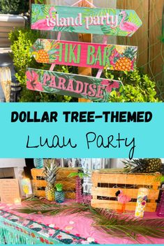 dollar tree themed luau party with pineapples