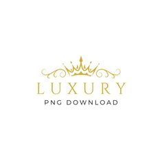 the luxury logo design is gold and white with a crown on it's head