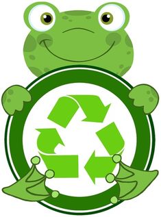 a frog holding a green recycle logo