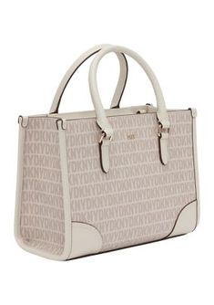 Presenting the Perri Box Satchel, a DKNY textured leather-boxed piece that features a spacious silhouette, making it perfect for storing your essentials. | DKNY Perri Box Satchel Bag White Rectangular Box Bag For Shopping, Beige Textured Leather Rectangular Satchel, Trendy Textured Leather Rectangular Satchel, Trendy Rectangular Textured Leather Satchel, Satchel Bag, Satchel Bags, Satchel, Leather