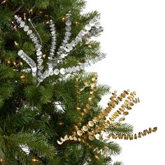 a close up of a christmas tree with lights