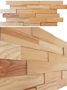 wood planks stacked on top of each other to form a decorative wall paneling