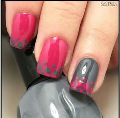 Cute cute nails Grey Nail, Unghie Sfumate, Dots Nails, Super Nails, Get Nails, Fancy Nails, Creative Nails, Manicure E Pedicure, Nail Polishes