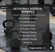 kettlebell intervals and workouts displayed on the screen