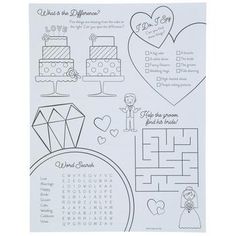 a wedding activity sheet with the words what's in the cake? on it