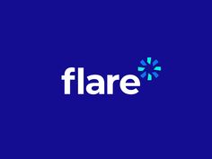 the logo for flare is shown on a dark blue background with white letters that read flare