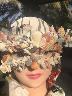 Hand picked south Florida sea shells. Designed on a butterfly mask in a mosaic pattern. Easy fit made with black felt on the inside for a comfortable wear.  Wear at your next masquerade, parade, festival, exotic event, photo shoot, Fun. Themed Eye Mask For Carnival, Butterfly Mask, Mosaic Pattern, Costume Mask, Pompano Beach, Black Felt, A Butterfly, Mosaic Patterns, South Florida