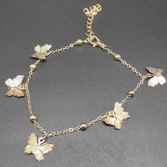 Anklets- Gold Color Butterfly Anklet Stainless Steel Ankle Bracelet Boho Beach Anklets for Women Leg Chain Foot Bracelets Female JewelryModel Number:1005002870858535 Color: gold, silver Style: Butterfly Material: Alloy Size: chain length 18.5+4cm, butterfly size 1.5*1.1cm Gold Party Bracelet Anklets, Ankle Bracelets Boho, Anklets Jewelry, Variety Store, Butterfly Chain, Butterfly Anklet, Anklets For Women, Fashion Butterfly, Foot Bracelet