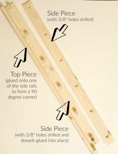 the instructions for how to make wooden pegs with holes in each side and sides