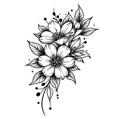 a black and white flower tattoo design