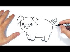 someone is drawing a pig with their hands