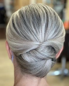 Elegant Polished Updo for Short Gray Hair Updos For Gray Hair Over 50, Gray Hair Updos Over 50, Grey Hair Updo Older Women, Grey Hair Updo, Gray Hair Updo, Grey Hair Updos, Polished Updo, Older Quotes, Hairstyle Ideas For Short Hair