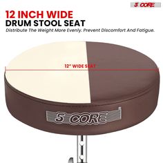 the drum stool is shown with measurements for each seat