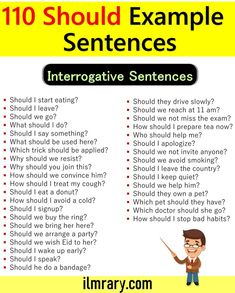 a poster with the words, 10 should examples for sentences