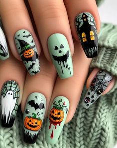 Vernis Halloween, Summerween Nails, Desain Salon Kuku, Idol Nails, Nail Halloween, Classy Nail Art Ideas, October Nails