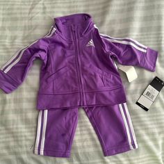 Never Worn Fitted White Adidas Sets, Adidas Long Sleeve Playwear Sets, Adidas Sporty Playwear Sets, Purple Fitted Sets For Playwear, Adidas Fitted Sets For Playwear, Adidas Fitted Playwear Sets, Adidas Skirt, Adidas Set, Adidas Baby