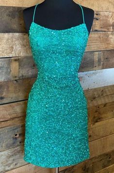 Titight Green Sequins Straps Mini Homecoming Dress  Us10