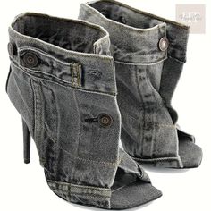 Women's Square Toe Stiletto High Heel Ankle Denim Boots Metal Button Sandals Bootie Fashion Shoes For Women Denim Heels, High Heel Ankle Boots, Modern Sandals, Elegant Heels, Denim Boots, Boots Style, Heel Design, Heel Ankle Boots, Stylish Boots