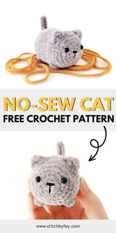 a crocheted cat is shown with the text no sew cat free crochet pattern