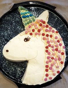 a cake shaped like a unicorn on a plate