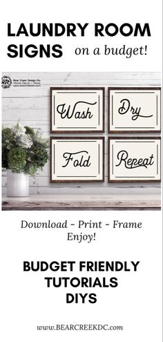 laundry room signs on a budget