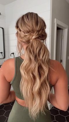 Difficulty: Easy     Tools   • Hair tie  • Brush Fancy Braided Ponytail Hairstyles, Easy Hairstyles To Wear To A Wedding, Simple Braidsmaid Hairstyles, Easy Homecoming Hairstyles Ponytail, Easy Wedding Hairstyles Do It Yourself Bride, Easy Bridesmaid Hair Ponytail, Twisty Hairdo, Casual Work Hairstyles Easy Updo, Hair To Go To A Wedding