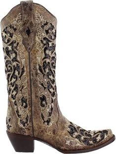 Elegant Wedding Boots Embellished, Elegant Embellished Wedding Boots, Elegant Embellished Snip Toe Boots, Elegant Embellished White Boots, Elegant Snip Toe Boots With Rhinestones, Fitted Snip Toe Wedding Boots, White Embellished Snip Toe Boots, Corral Boots, White Boots