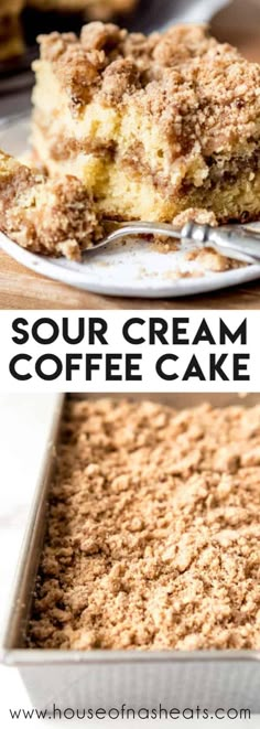 two different views of sour cream coffee cake