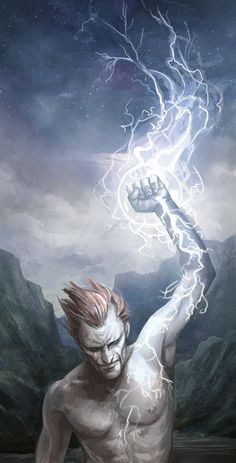 an image of a man with lightning in his hand