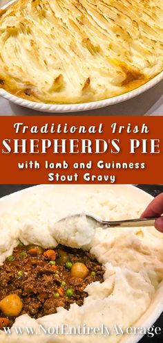 Pinterest pin image for Traditional Irish Shepherd's Pie with Guinness Authentic Irish Shepherds Pie Recipe, Lamb Shepards Pie Recipe, One Pan Shepherds Pie, Traditional Irish Shepards Pie, Irish Shepherds Pie Recipe Guinness, Ground Lamb Shepards Pie, Shepherds Pie Recipe Irish, Shepherds Pie Recipe With Guiness, Fancy Shepherds Pie Recipe