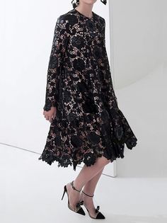 Midi Gown, Black Long Sleeve Midi Dress, Beautiful Wardrobe, Midi Gowns, Flounce Hem Dress, Elegant Coats, Urban Dresses, Silk Maxi Dress, Sleeve Midi Dress