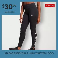 An essential style for a workout or every day, these women's high-rise leggings from adidas are made from a soft, stretch cotton-jersey. They have a comfortable, wide, elastic waistband and a bold logo graphic along the leg.Features: Stretch FabricClosure Type: Full Elastic, Pull OnRise: High RiseSupport: Light SupportFiber Content: 93% Cotton, 7% ElastaneFabric Description: JerseyInseam: 28 InCare: Tumble Dry, Machine WashPant Length: Full LengthCountry of Origin: Imported Adidas Activewear With Logo In Athletic Fit, Fitted Adidas Activewear For Streetwear, Adidas Athleisure Activewear, Adidas Stretch Leggings For Training, Stretch Adidas Activewear For Streetwear, Adidas Stretch Tights For Sports, Adidas Stretch Activewear For Streetwear, Adidas High Stretch Activewear For Sports, Adidas Athleisure Activewear With Athletic Fit