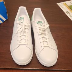 Men's Size 12 Shows Never Worn Classic Sneakers With White Sole And Laces, Classic Adidas Sneakers With Round Toe, Classic Adidas Slip-on Sneakers, Sporty White Plain Toe Sneakers, Adidas Black Sneakers, Adidas Star, Smith Shoes, Purple Sneakers, Nike Tennis Dress