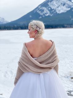 Ravelry: Wrap Me Up Sweater Scarf pattern by Knitatude / Chantal Miyagishima Sweater Scarf Pattern, Winter Bride, Mountain Bride, Wedding Wraps, Knit In The Round, Dk Weight Yarn