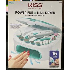 Experience Salon-Quality Nail Care At Home With The Kiss New York Power File X Nail Dryer All-In-One Nail Care Kit. New In Box And Complete With 16 Essential Pieces, This Comprehensive Kit Has Everything You Need For Professional-Level Nail Maintenance. The Power File X Provides Precise Filing, Shaping, And Buffing, While The Built-In Nail Dryer Ensures Quick And Flawless Finishes. Perfect For Manicures And Pedicures, This All-In-One Kit Is Designed To Give You Beautiful, Salon-Worthy Nails With Nail Care At Home, Nail Maintenance, Nail Care Kit, Nail Dryer, Care Kit, Pedicure Tools, Body Exfoliator, The Kiss, Pedicures