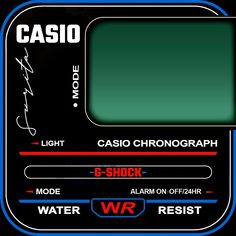 a close up of an electronic device with the words casio chonograph on it