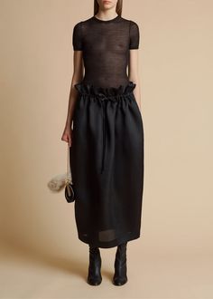 The Ember Skirt in Black Pegged Skirt, Silk Gazar, French Seam, Drawstring Waist, Patent Leather, What To Wear, Couture, Silk, Skirt