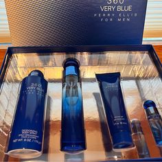 New In Box Dove Men Goft Set, Blue Box Gifts, Men Shower, Neutral Eyeshadow Palette, Neutral Eyeshadow, Pant Trends, Blue Gift, Cream Blush, Perry Ellis