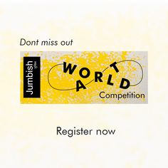 the words world competition are written in black and white on a yellow background with an orange rectangle